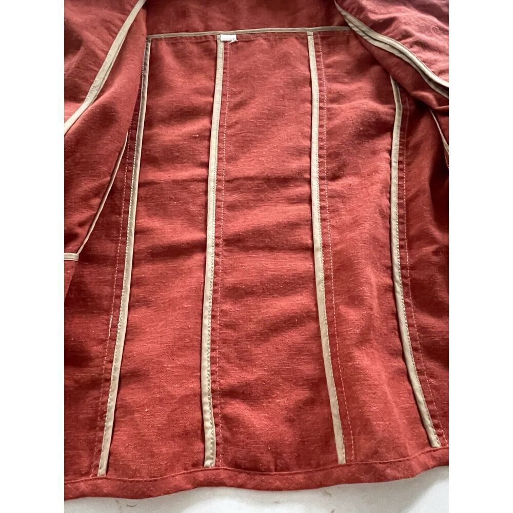 Coldwater Creek Linen Womens Cropped Ribbon Jacket Orange Career Travel Office - Picture 9 of 13